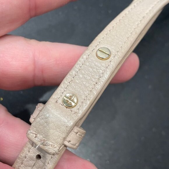 GUC TORY BURCH SIGNED BEIGE LEATHER CROSSBODY CHAIN STRAP X-OVER SMALL BAG PURSE - Picture 4 of 11